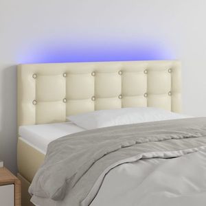 vidaXL Tăblie de pat cu LED, crem, 90x5x78/88 cm, piele ecologică imagine