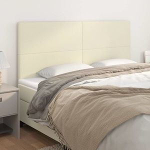 vidaXL Tăblie de pat crem 180x5x118/128 cm piele ecologică imagine