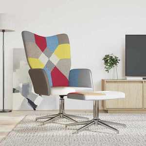 vidaXL Scaun de relaxare cu taburet, textil, petice imagine