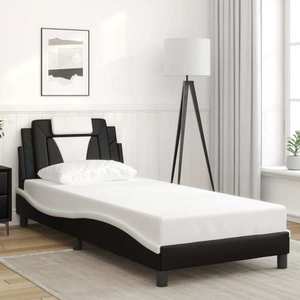 vidaXL Cadru de pat Viana fără saltea negru și alb 90x190 cm piele artificială imagine