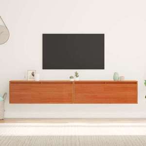 vidaXL Dulapuri de perete cu raft 2 pcs Maro ceruit 100 x 30 x 35 cm imagine