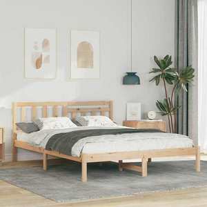 vidaXL Cadru de pat cu headboard Maro 160 x 200 cm Lemn de pin masiv imagine