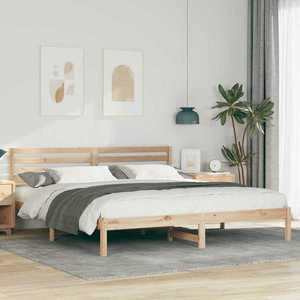 vidaXL Cadru de pat cu headboard Maro 180 x 200 cm Lemn de pin masiv imagine