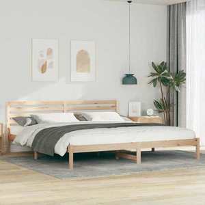 vidaXL Cadru de pat cu headboard Maro 200 x 220 cm Lemn de pin masiv imagine