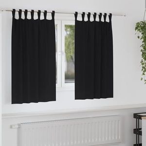 vidaXL Perdele Opaque cu Inel 2 pcs Negru 140 x 140 cm Poliester imagine