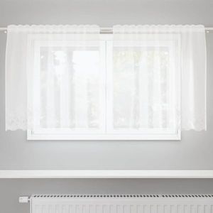 vidaXL Cortină din Dantelă cu perdele Floral Alb 80 x 150 cm Poliester imagine