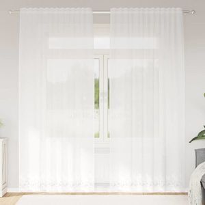 vidaXL Cortină din Dantelă cu perdele Alb 200 x 150 cm Poliester imagine