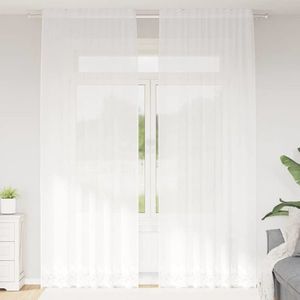 vidaXL Cortină din Dantelă cu perdele Alb 300 x 150 cm Poliester imagine