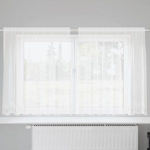 vidaXL Cortină din Dantelă cu perdele Alb 180 x 200 cm Poliester imagine