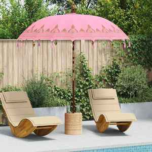 vidaXL Parasol Balinez Roz (210-220) x 260 cm Bumbac și lemn masiv imagine