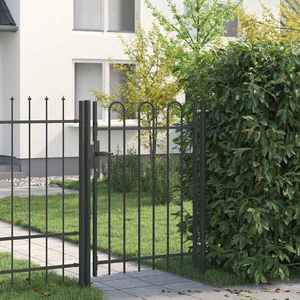 vidaXL Poartă de gard Gri 100 x 120 cm Oțel acoperit cu pulbere imagine