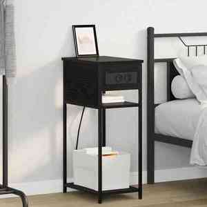 vidaXL Dulap de noapte Stejar negru 41 x 28 x 76 cm Lemn compozit imagine