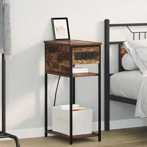 vidaXL Dulap de noapte Stejar afumat 41 x 28 x 76 cm Lemn compozit imagine