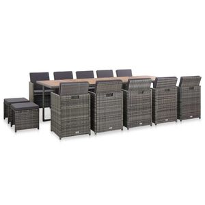 vidaXL Set mobilier de exterior cu perne 15 piese antracit poliratan imagine