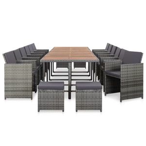 vidaXL Set mobilier de exterior cu perne, 17 piese, gri, poliratan imagine