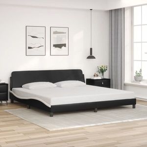 vidaXL Cadru de pat Dover negru și alb 200x200cm piele artificială imagine