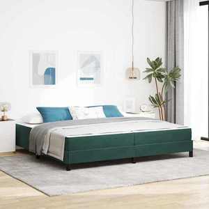 vidaXL Pat boxspring cu saltea Verde închis 200 x 210 cm Catifea imagine