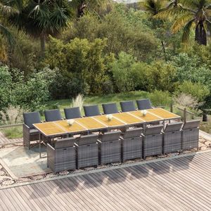 vidaXL Set mobilier de grădină cu perne, 15 piese, gri, poliratan imagine