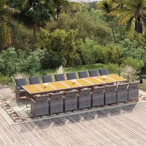 vidaXL Set mobilier de grădină cu perne, 17 piese, gri, poliratan imagine