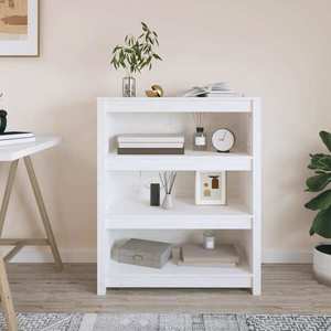vidaXL Bibliotecă, alb, 80x35x97 cm, lemn masiv de pin imagine