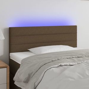 vidaXL Tăblie de pat cu LED, maro închis, 90x5x78/88 cm, textil imagine