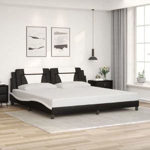 vidaXL Cadru de pat Viana fără saltea negru și alb 200x200cm piele artificială imagine