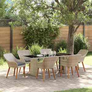 vidaXL Set dining pentru exterior 7 pcs Gri deschis imagine
