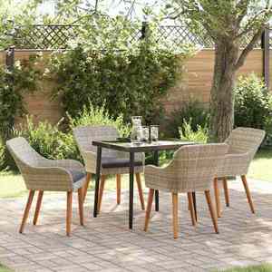 vidaXL Set de dining Gri deschis Rattan poli imagine