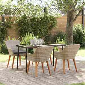 vidaXL Set de dining Gri deschis Rattan poli imagine