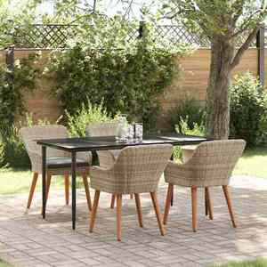 vidaXL Set de dining Gri deschis Rattan poli imagine