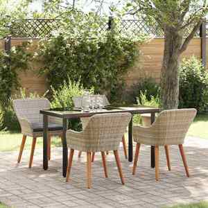 vidaXL Set de dining Gri deschis Rattan poli imagine