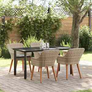 vidaXL Set de dining Gri deschis Rattan poli imagine