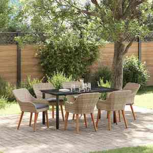 vidaXL Set de dining Gri deschis Rattan poli imagine