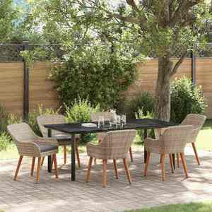vidaXL Set de dining Gri deschis Rattan poli imagine