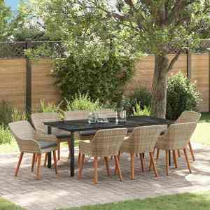 vidaXL Set de dining Gri deschis Rattan poli imagine