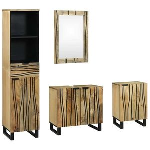 vidaXL Set de mobilier pentru baie cu sertar 4 pcs Maro Lemn compozit imagine