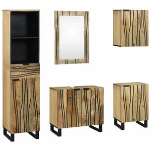 vidaXL Set de mobilier pentru baie cu sertar 5 pcs Maro Lemn compozit imagine