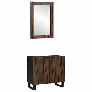 vidaXL Set de mobilier pentru baie cu ușă 2 pcs Maro Nuc Lemn compozit imagine