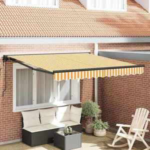 vidaXL Cortina Retractabilă Galben și alb 300x250 cm țesătură imagine