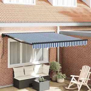 vidaXL Cortina Retractabilă Albastru și Alb 350x250 cm țesătură imagine