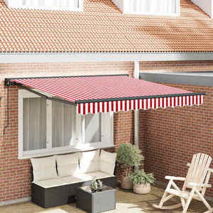 vidaXL Cortina Retractabilă Stripe Roșu și Alb 350x250 cm țesătură imagine