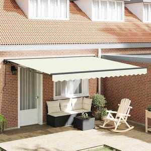 vidaXL Cortina Retractabilă Manual Crem 400x300 cm țesătură imagine