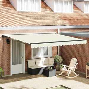 vidaXL Cortina Retractabilă Crem 400x300 cm țesătură imagine