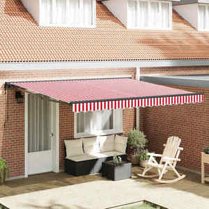 vidaXL Cortina Retractabilă Stripe Roșu și Alb 400x300 cm țesătură imagine