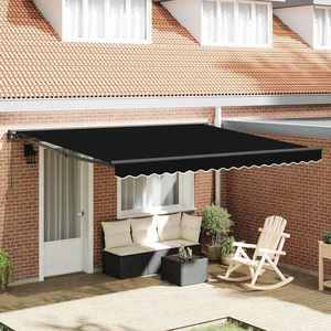 vidaXL Cortina Retractabilă Manual Negru 400x300 cm țesătură imagine
