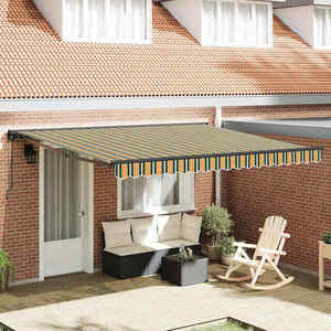 vidaXL Cortina Retractabilă Manual Verde și galben 400x300 cm țesătură imagine