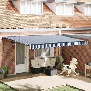 vidaXL Cortina Retractabilă Albastru și Alb 450x300 cm țesătură imagine