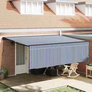 vidaXL Cortina Retractabilă Albastru și alb 450 × 300 cm țesătură imagine