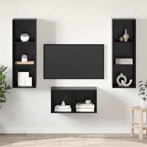 vidaXL Set comodă TV Stejar Negru 37 x 37 x 107 cm Lemn compozit imagine