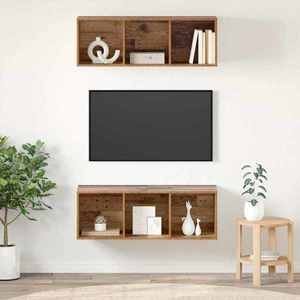 vidaXL Set comodă TV 2 pcs Lemn Vechi 37 x 37 x 107 cm Lemn compozit imagine